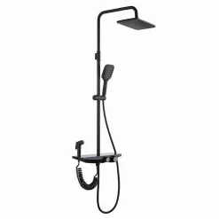 SET SALISCENDI COLONNA DOCCIA BAGNO SOFFIONE DOCCETTA BIDET RUBINETTO NERO 87342