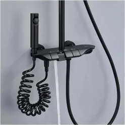 SET SALISCENDI COLONNA DOCCIA BAGNO RUBINETTO SOFFIONE DOCCETTA BIDET NERO 87344