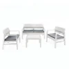 SET SALOTTO GIARDINO ESTERNO CON DIVANO 2 POLTRONE TAVOLINO EFFETTO RATTAN CON CUSCINI