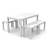 SET SALOTTO SAMOA DA 5PZ CON TAVOLO RETTANGOLARE 4 PANCHE 4 POSTI BIANCO ARREDO 090644