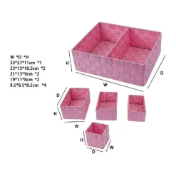 SET SCATOLE IN TESSUTO PORTA OGGETTI ORGANIZER BAGNO ARMADI SCAFFALI 79083 ROSA