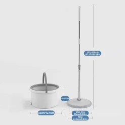 SET SCOPA SECCHIO IGIENICO MANI LIBERE SISTEMA PULIZIA PAVIMENTI CAPACITÀ 2,5 LT