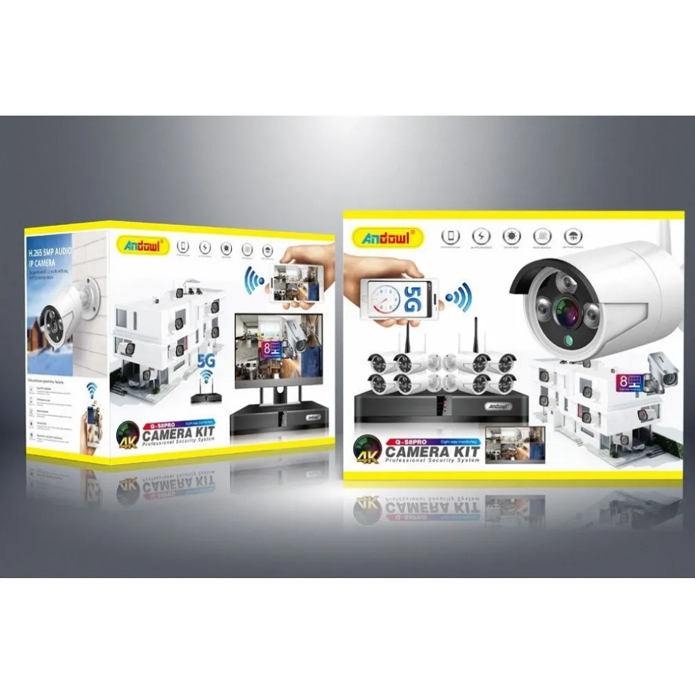 SET SISTEMA DI REGISTRAZIONE SORVEGLIANZA CCTV INTEGRATO 8 TELECAMERE 4K Q-S8PRO