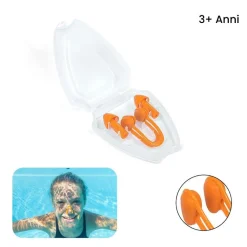 SET TAPPI ORECCHIE + CLIP NASO CON ASTUCCIO PER NUOTO 2 COLORI ASSORTITI 26032