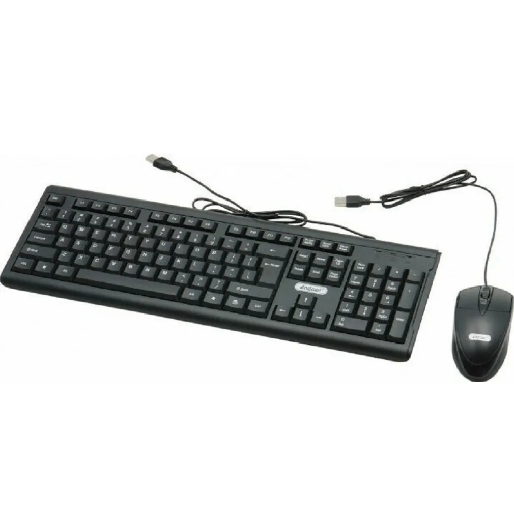 SET TASTIERA MOUSE CABLATI CAVO USB Q-KP500 LINGUA INGLESE USA PER UFFICIO CASA