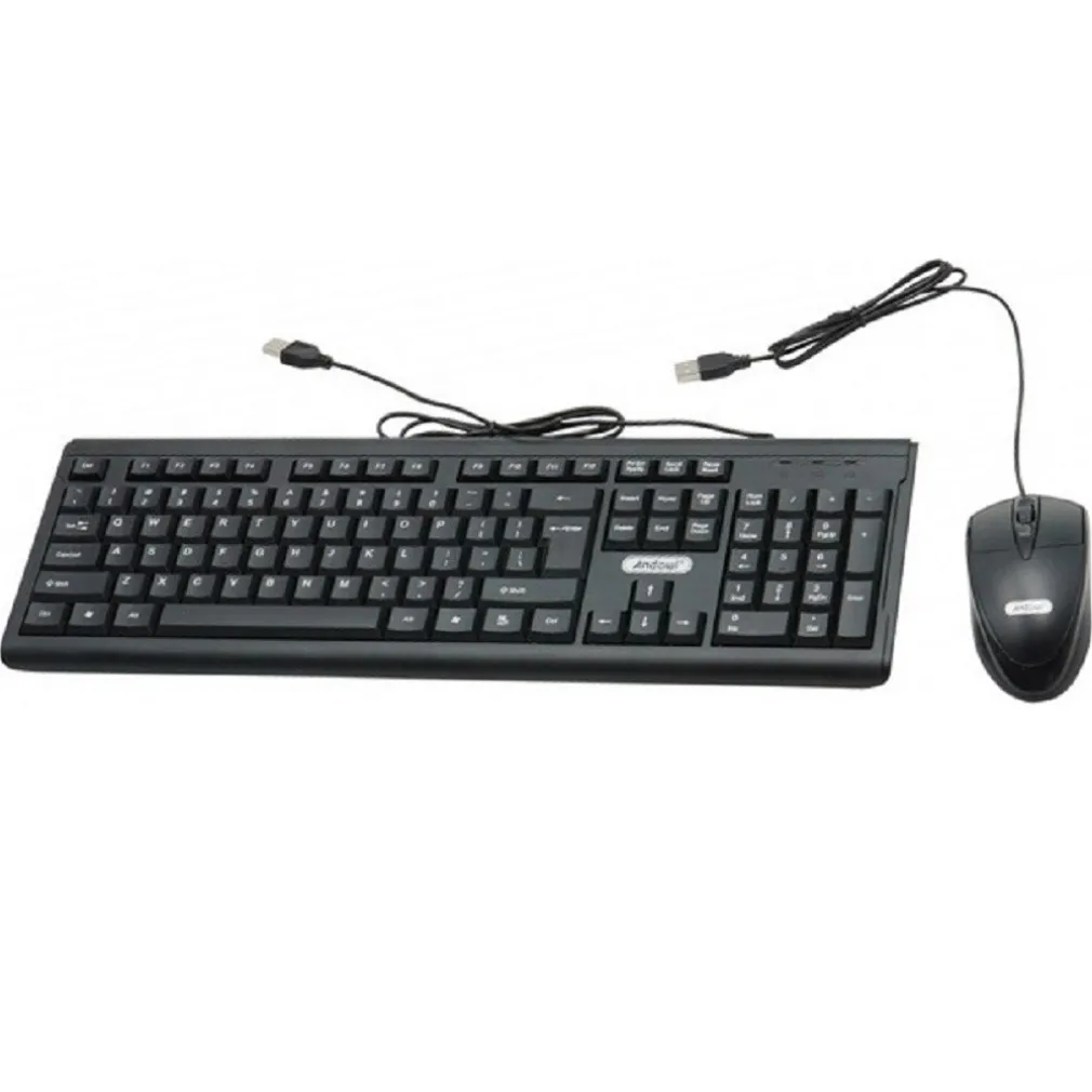 SET TASTIERA MOUSE CABLATI CAVO USB Q-KP500 LINGUA INGLESE USA PER UFFICIO CASA