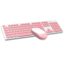 SET TASTIERA MOUSE SENZA FILI 2.4G COMBO RETRO KEYCAP ROTONDO PC LAPTOP TF770