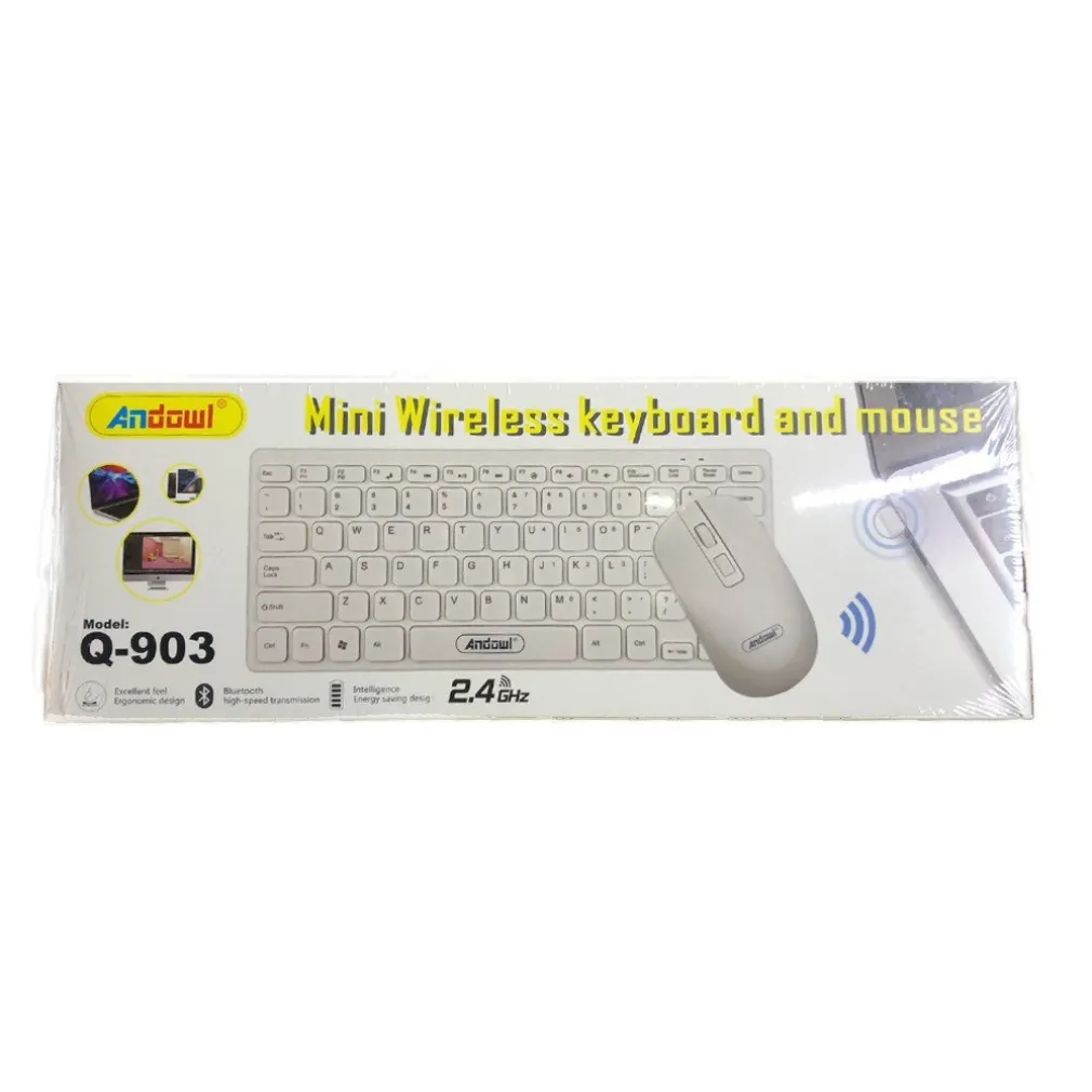 SET TASTIERA MOUSE WIRELESS 3.4GHZ BLUETOOTH INGLESE AMERICANO PER UFFICIO Q-903