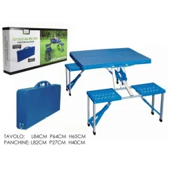 SET TAVOLO DA CAMPEGGIO PIC NIC GIARDINO PIEGHEVOLE RICHIUDIBILE CON SEDIE BLU