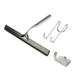 SET TERGIVETRO PER DOCCIA CON GANCIO MURO ADESIVO DOPPIO APPENDINO PORTA BOX CROMO 87834