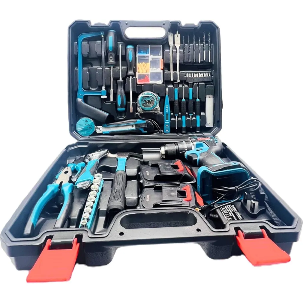 SET TRAPANO ELETTRICO AVVITATORE A BATTERIA 2 VELOCITÀ PUNTE BORSA ATTREZZI 2 BATTERIE