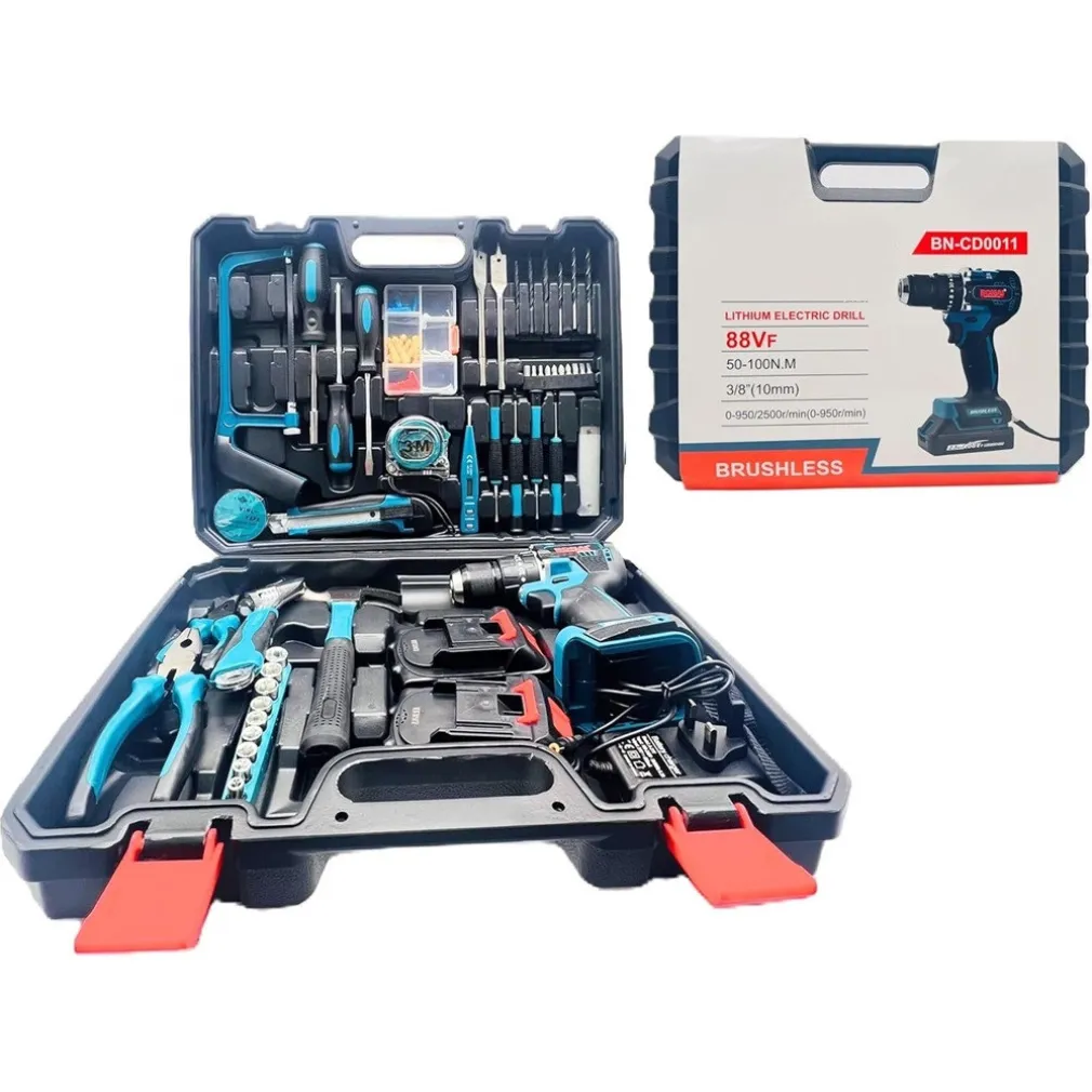 SET TRAPANO ELETTRICO AVVITATORE A BATTERIA 2 VELOCITÀ PUNTE BORSA ATTREZZI 2 BATTERIE