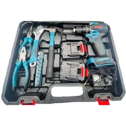 SET TRAPANO ELETTRICO AVVITATORE A BATTERIA 2 VELOCITÀ PUNTE BORSA ATTREZZI 2 BATTERIE