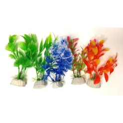 SET 10X PIANTA PIANTINA ARTIFICIALE PER ACQUARIO PIANTE FINTE PLASTICA COLORATE