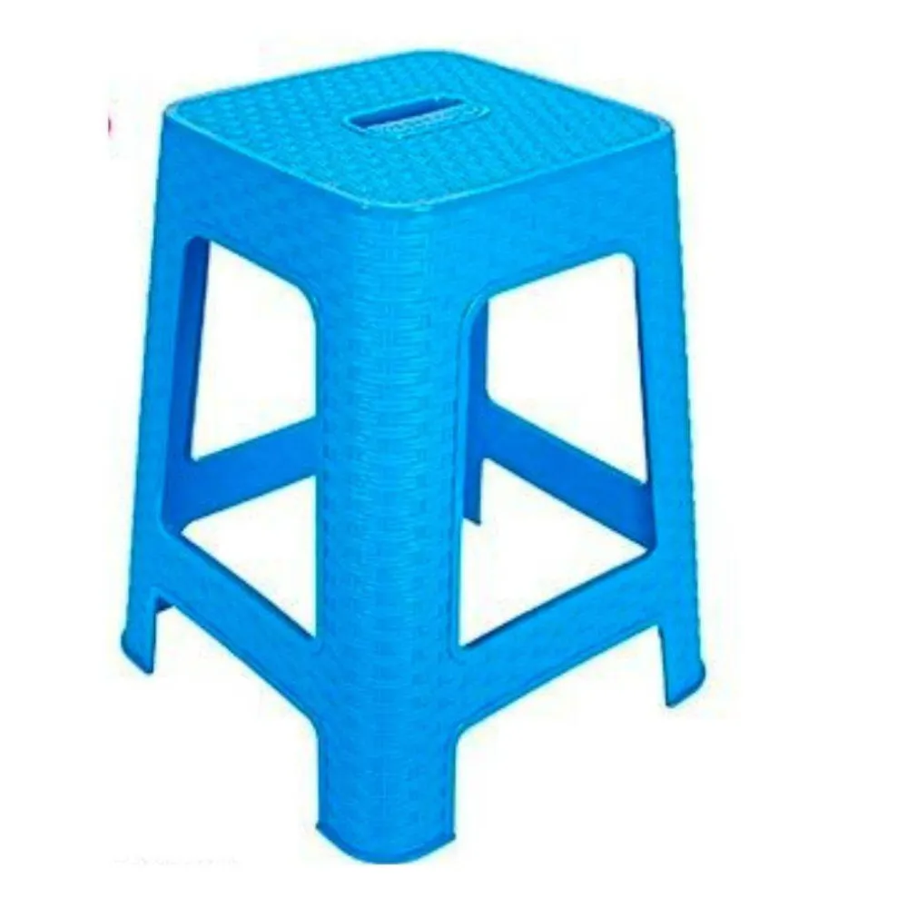 SGABELLO IN PLASTICA RATTAN AZZURRO H 45,5 CM SEDIA COMPLEMENTO D'ARREDO CASA