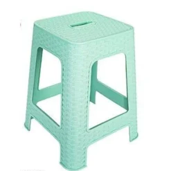 SGABELLO IN PLASTICA RATTAN VERDE ACQUA H 45,5 CM SEDIA COMPLEMENTO D'ARREDO