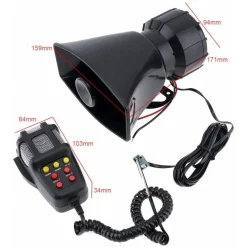 SIRENA CENTRALINA 7 CANALI 100W WATERPROOF ALLARME MICROFONO MEGAFONO AUTO 12V