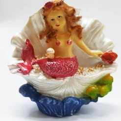 SIRENA CONCHIGLIA PERLA ROCCIOSA 11x5x11.5CM ORNAMENTO ACQUARIO ARREDO PIETRA