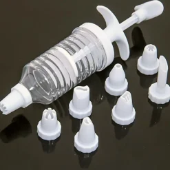 SIRINGA PER DOLCI 18CM IN PLASTICA DA PASTICCIERE CON 8 BECCUCCI ERGONOMICA