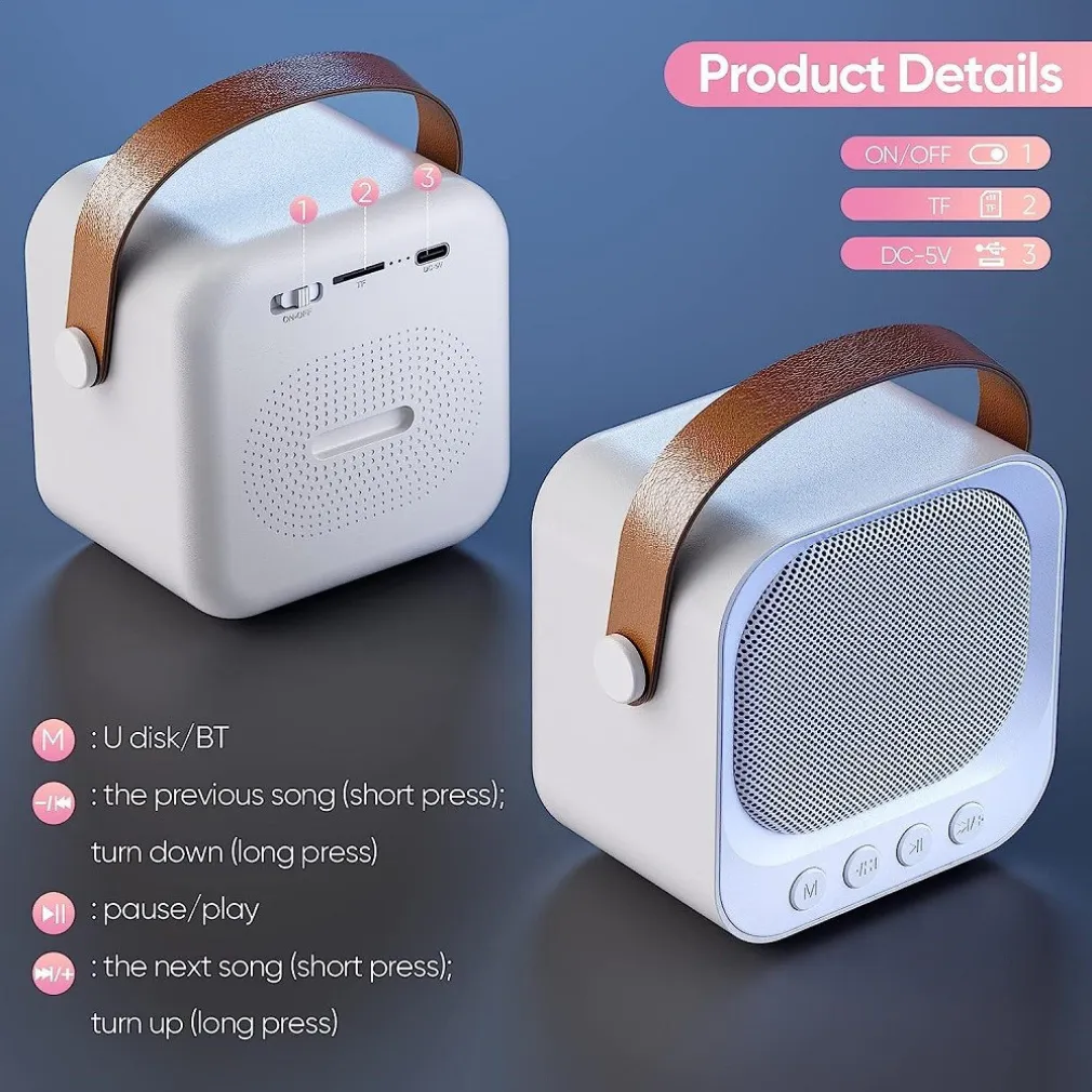 SISTEMA KARAOKE BLUETOOTH CON MICROFONO ALTOPARLANTE PORTATILE CON MANIGLIA AUDIO