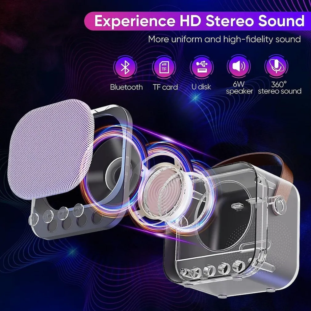 SISTEMA KARAOKE BLUETOOTH CON MICROFONO ALTOPARLANTE PORTATILE CON MANIGLIA AUDIO
