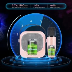 SISTEMA KARAOKE BLUETOOTH CON MICROFONO ALTOPARLANTE PORTATILE CON MANIGLIA AUDIO