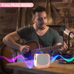 SISTEMA KARAOKE BLUETOOTH CON MICROFONO ALTOPARLANTE PORTATILE CON MANIGLIA AUDIO