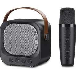 SISTEMA KARAOKE BLUETOOTH CON MICROFONO ALTOPARLANTE PORTATILE CON MANIGLIA AUDIO