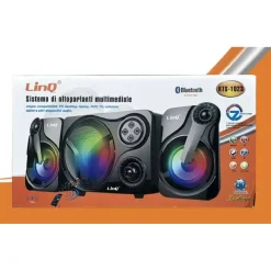 SISTEMA MULTIMEDIALE ALTOPARLANTI SPEAKER CASSE BLUETOOTH FM LUCI LED USB KTS-1023