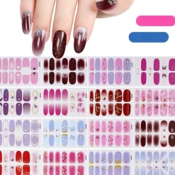 SMALTO ADESIVO PER UNGHIE NAIL ART STICKERS DECORAZIONI MANICURE SET DA 24 PEZZI