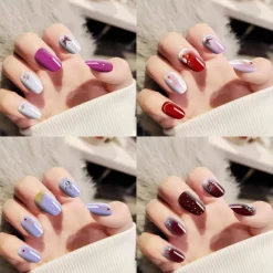 SMALTO ADESIVO PER UNGHIE NAIL ART STICKERS DECORAZIONI MANICURE SET DA 24 PEZZI