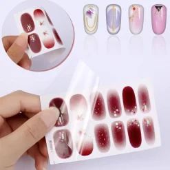 SMALTO ADESIVO PER UNGHIE NAIL ART STICKERS DECORAZIONI MANICURE SET DA 24 PEZZI