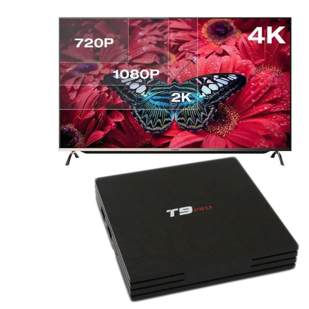 SMART TV BOX T9 PRO ANDROID 7.1.2 4GB RAM 32GB 4K IPTV GPU 5 CORE QUAD WIFI