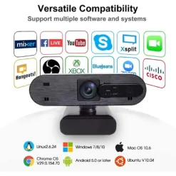 SMART WEBCAM 4K H703 CON MICROFONO INTEGRATO PER VIDEOCHIAMATE TRASMISSIONI LIVE
