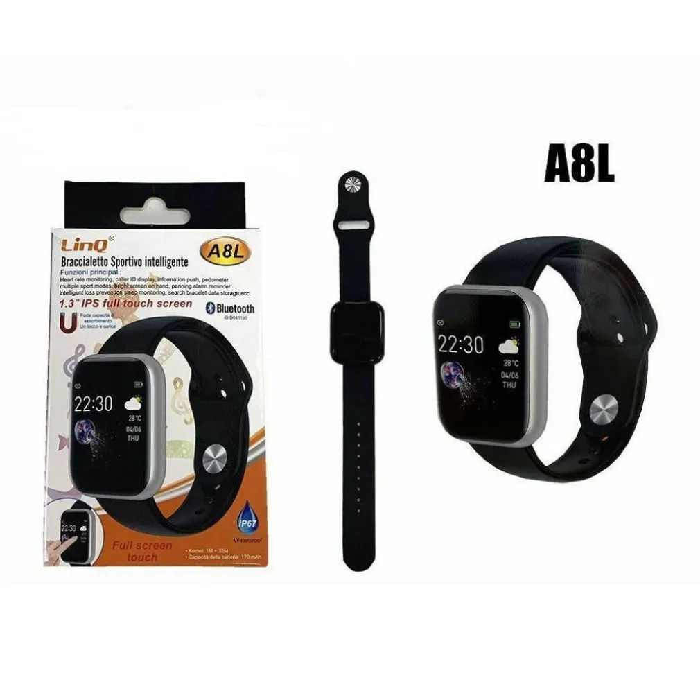 SMARTWATCH OROLOGIO CONTAPASSI SMART SPORT BRACCIALE BLUETOOTH LINQ A8L