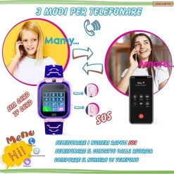 SMARTWATCH PER BAMBINI OROLOGIO DIGITALE TOUCH SUPPORTO SIM GIOCHI IDEA REGALO
