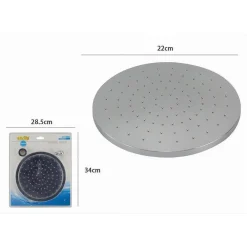 SOFFIONE PER DOCCIA ANTICALCARE IN ABS CROMATO EFFETTO PIOGGIA TONDO 22 CM 59226