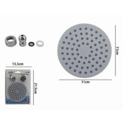 SOFFIONE PER DOCCIA ROTONDO 11 CM UGELLI FORI BAGNO MISCELATORE ATTACCHI 69284