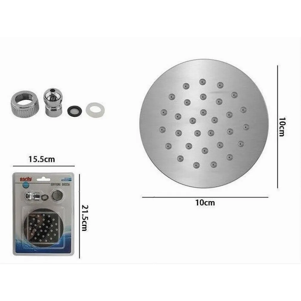 SOFFIONE PER DOCCIA UGELLI FORI BAGNO MISCELATORE ROTONDO 10CM CON ATTACCO 69459