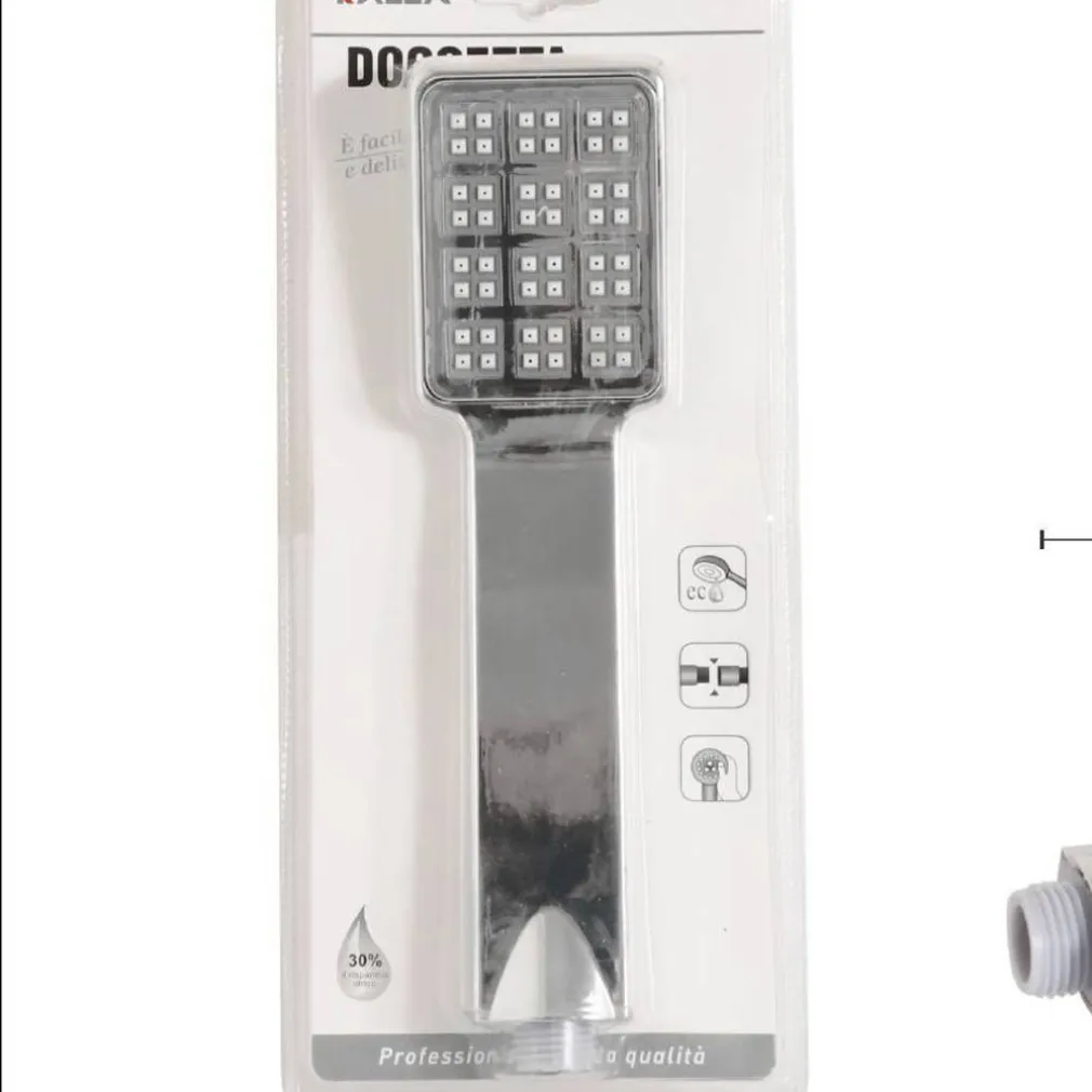 SOFFIONE TELEFONO DOCCIA BRACCIO DOCCETTA RETTANGOLARE CROMATO UGELLI IN GOMMA