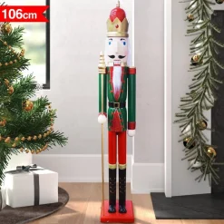 SOLDATO SCHIACCIANOCI DI NATALE IN LEGNO ALTEZZA 106CM DECORAZIONI NATALIZIE