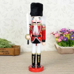 SOLDATO SCHIACCIANOCI DI NATALE IN LEGNO 30 CM DECORAZIONI ADDOBBI NATALIZI