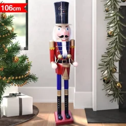 SOLDATO SCHIACCIANOCI DI NATALE IN LEGNO ALTEZZA 106 CM DECORAZIONI NATALIZIE