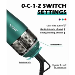 SPAZZOLA ASCIUGACAPELLI AD ARIA CALDA 4 IN 1 MULTIFUNZIONALE 3 TEMPERATURE V-493