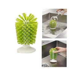 SPAZZOLA CON VENTOSA SETOLE RIGIDE LAVA BICCHIERI CALICI ADATTA A RECIPIENTI MAX 14CM