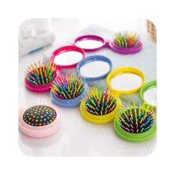 SPAZZOLA DA VIAGGIO CON SPECCHIO RICHIUDIBILE PIEGHEVOLE PETTINE BORSA DONNA