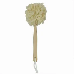 SPAZZOLA DOCCIA LAVA SCHIENA SPUGNA RETE GIALLO ESFOLIANTE MANICO IN LEGNO 79597