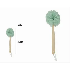 SPAZZOLA DOCCIA LAVA SCHIENA SPUGNA RETE VERDE ESFOLIANTE MANICO IN LEGNO 79596