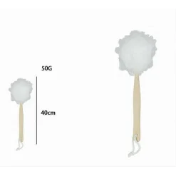 SPAZZOLA DOCCIA LAVA SCHIENA SPUGNA RETE BIANCA ESFOLIANTE MANICO IN LEGNO 79594