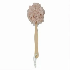 SPAZZOLA DOCCIA LAVA SCHIENA SPUGNA A RETE ROSA ESFOLIANTE MANICO IN LEGNO 79595